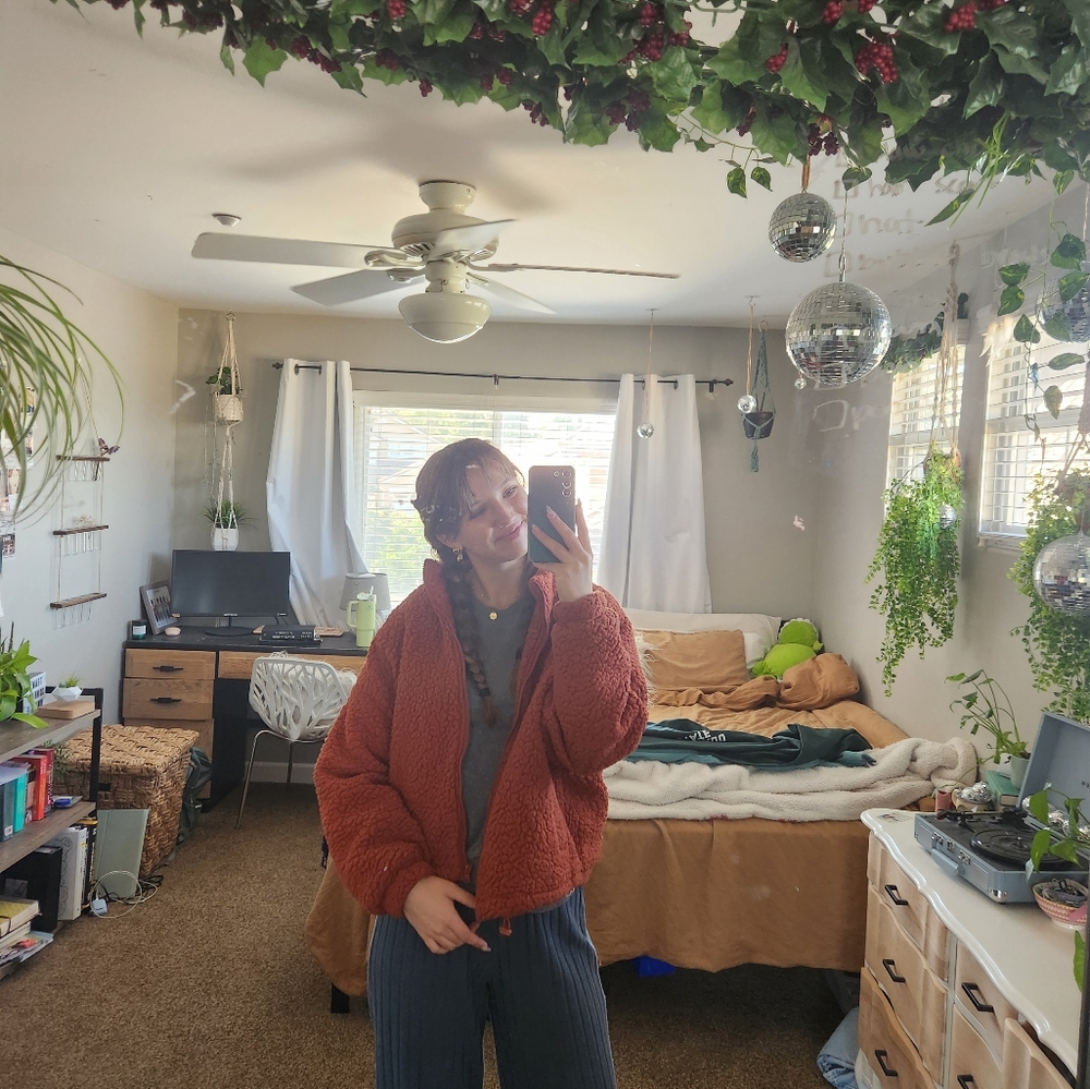 burgundy teddy bear jacket